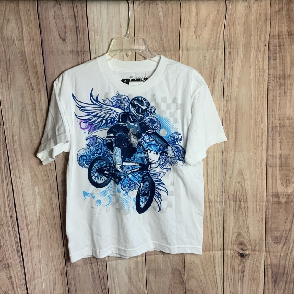 NWT Ground Level Motocross White TShirt Boys L